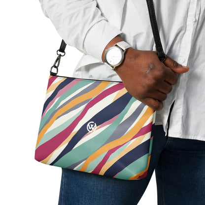 CREWILD Damen Handtasche mit buntem Wellenmuster und Schultergurt