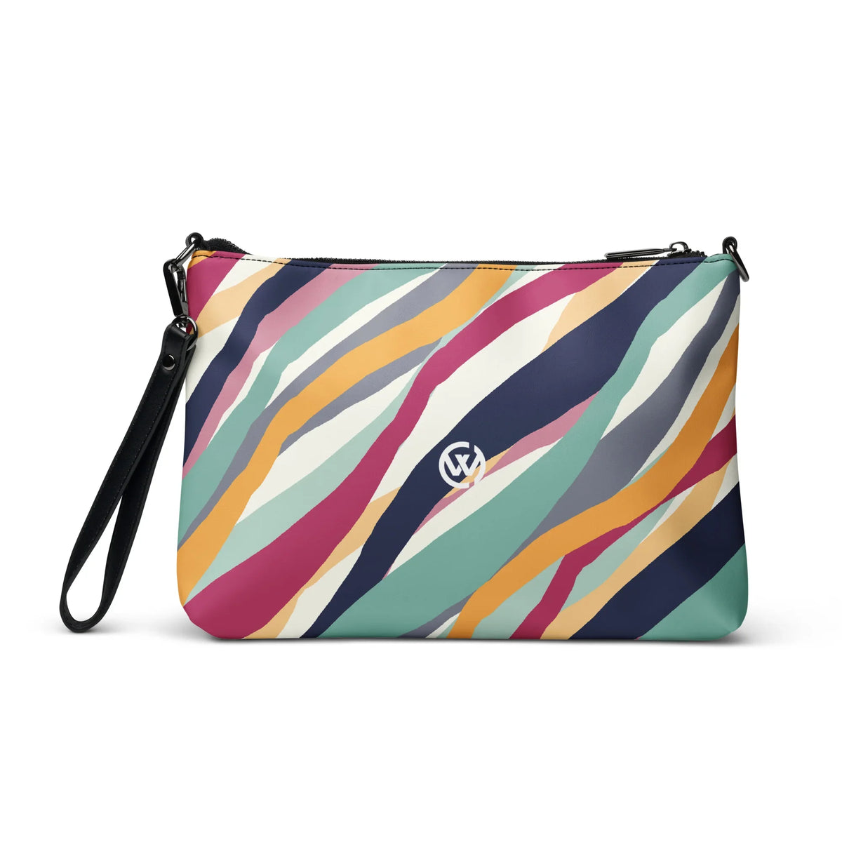 CREWILD Damen Handtasche mit buntem, wellenförmigem Farbmuster und Handgelenksriemen