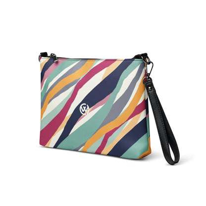 Bunte CREWILD Damenhandtasche mit abstraktem Wellenmuster in verschiedenen Farben