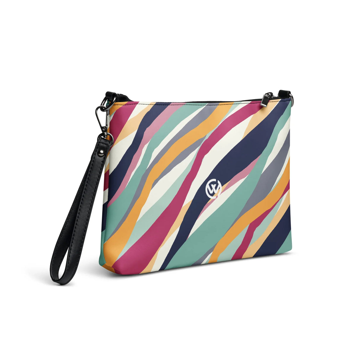 CREWILD Handtasche für Damen mit buntem, abstraktem Wellenmuster und Schultergurt