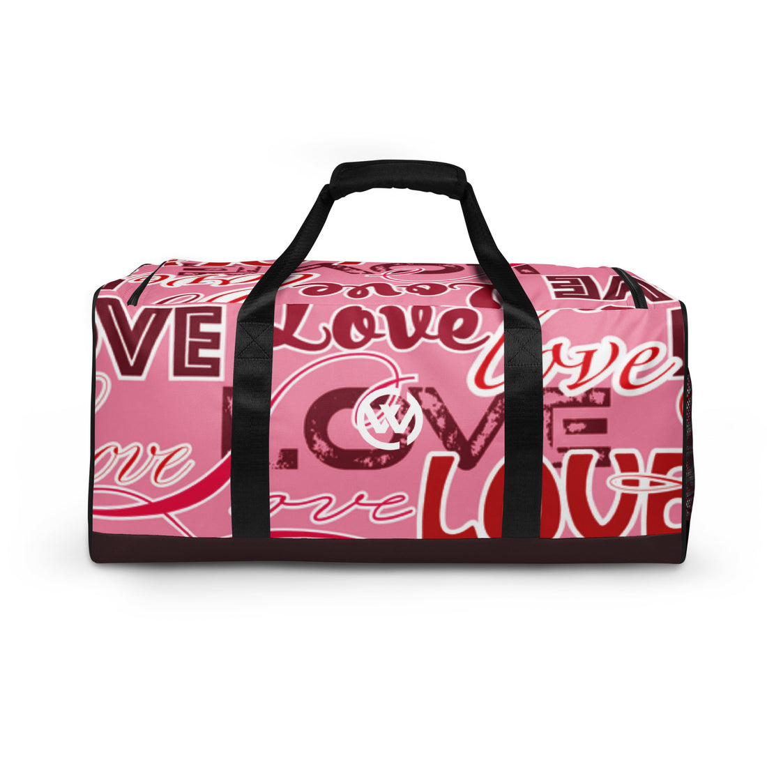 Rosa Sporttasche mit weißem und rotem „Love“-Schriftzug-Print