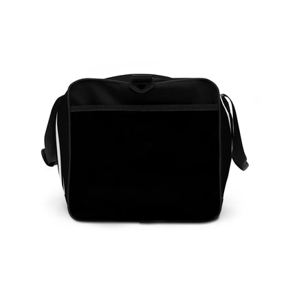Schwarze, personalisierbare Tasche mit Schultergurt vor weißem Hintergrund