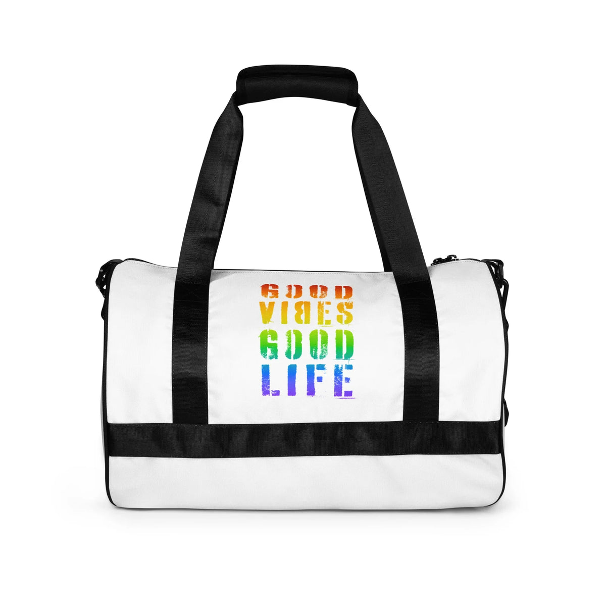 Weiße CREWILD Sporttasche mit Regenbogen-Aufdruck &