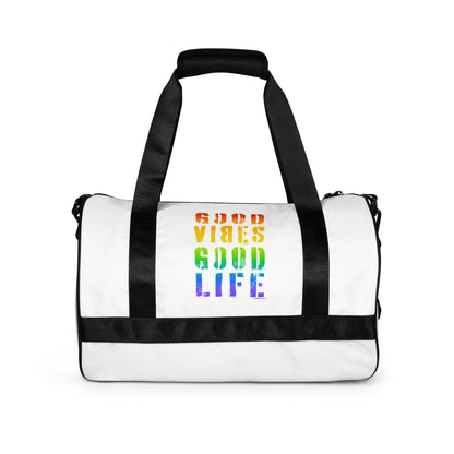 Weiße CREWILD Sporttasche mit Regenbogen-Aufdruck &