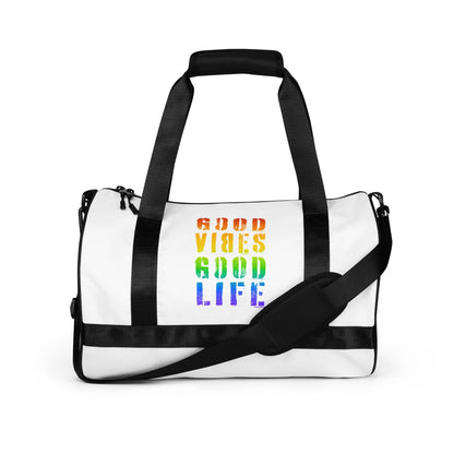 Weiße CREWILD Sporttasche mit Regenbogen-Aufdruck &
