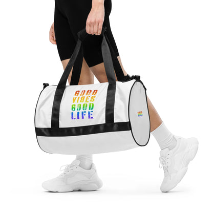 Weiße CREWILD Sporttasche mit regenbogenfarbenem &