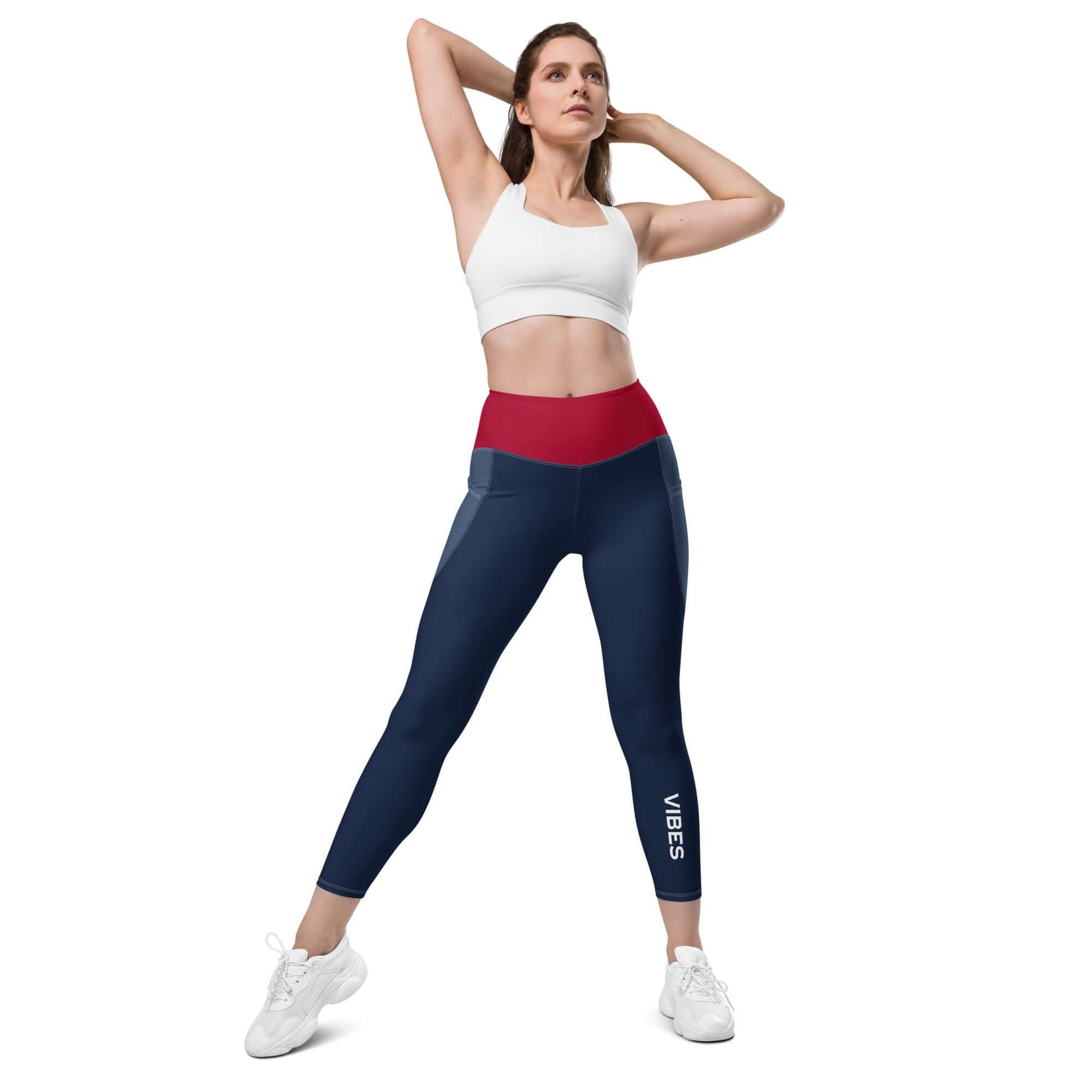 VIBES Leggings mit Taschen (Blau/Rot) - Time Of Vibes