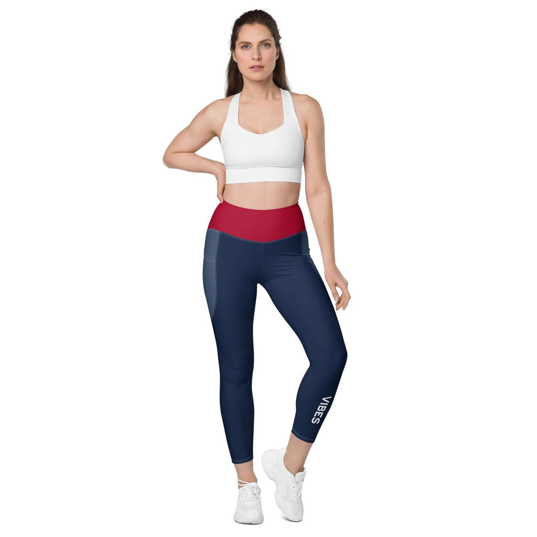 VIBES Leggings mit Taschen (Blau/Rot) - Time Of Vibes