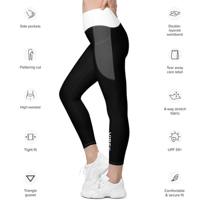 VIBES Leggings mit Taschen (Schwarz/Weiß) - Time Of Vibes