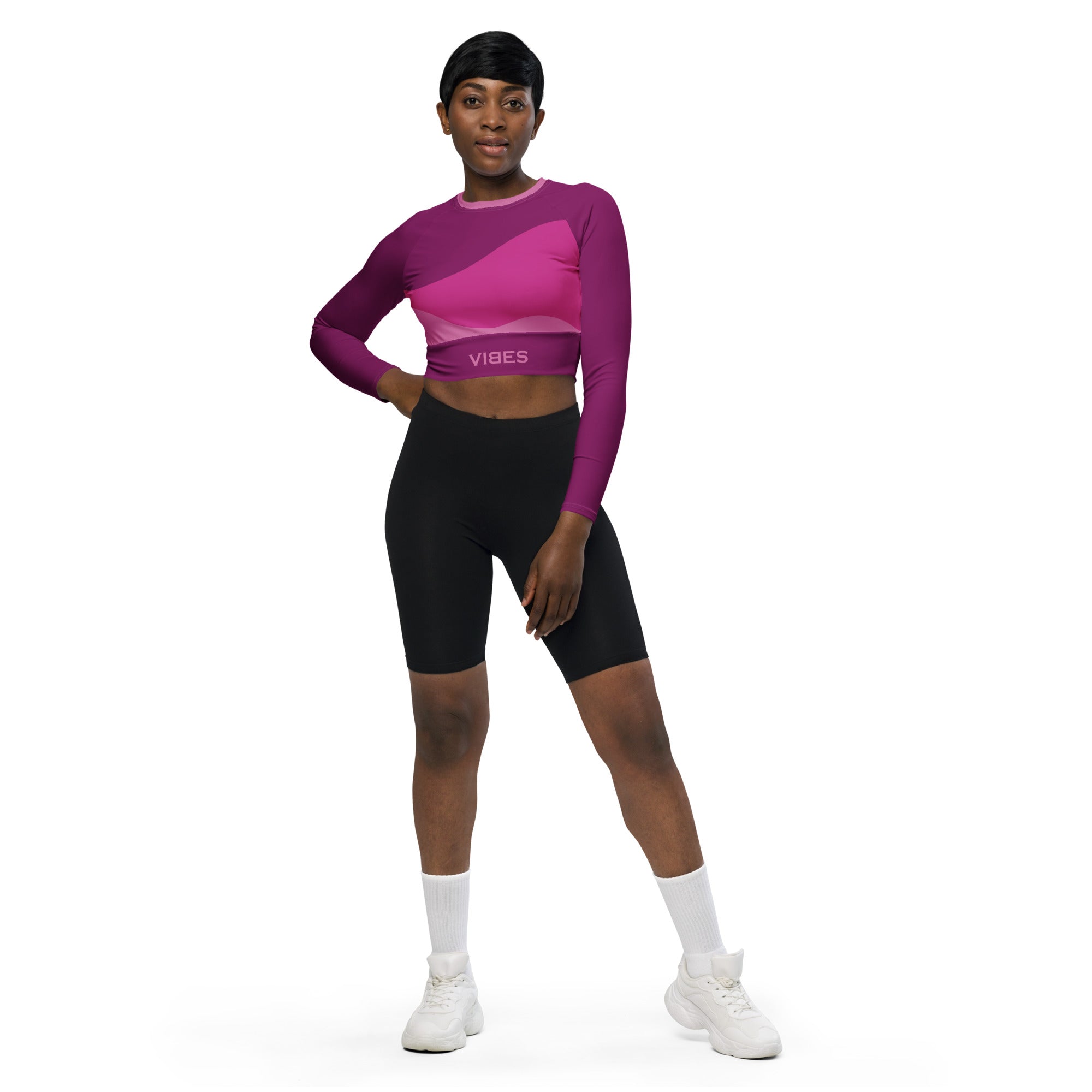 TOV Langarm Crop-Top | ABSTRAKT (Pink) - Time Of Vibes