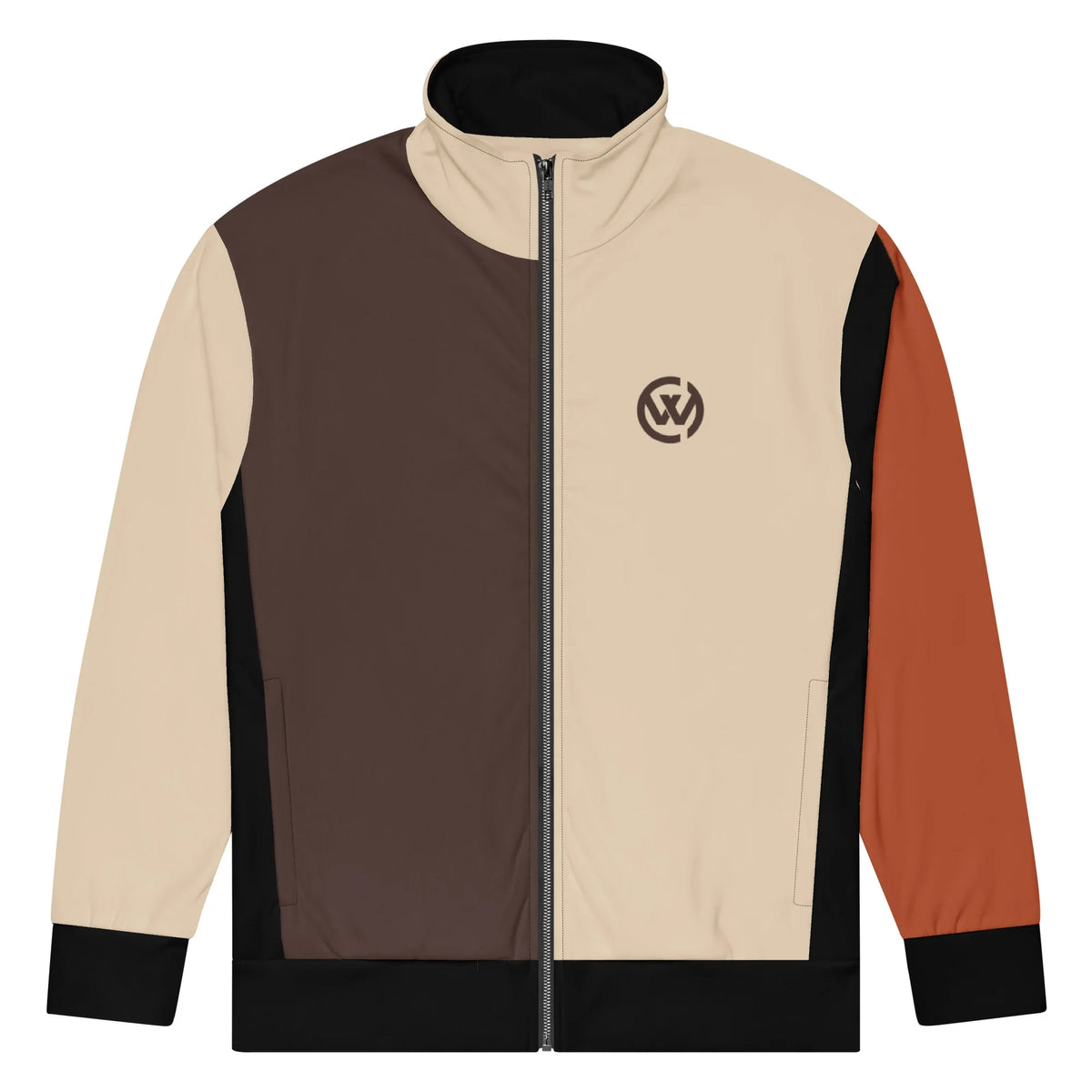 CREWILD Unisex Jacke in Braun, Creme und Rostrot mit Logo-Print