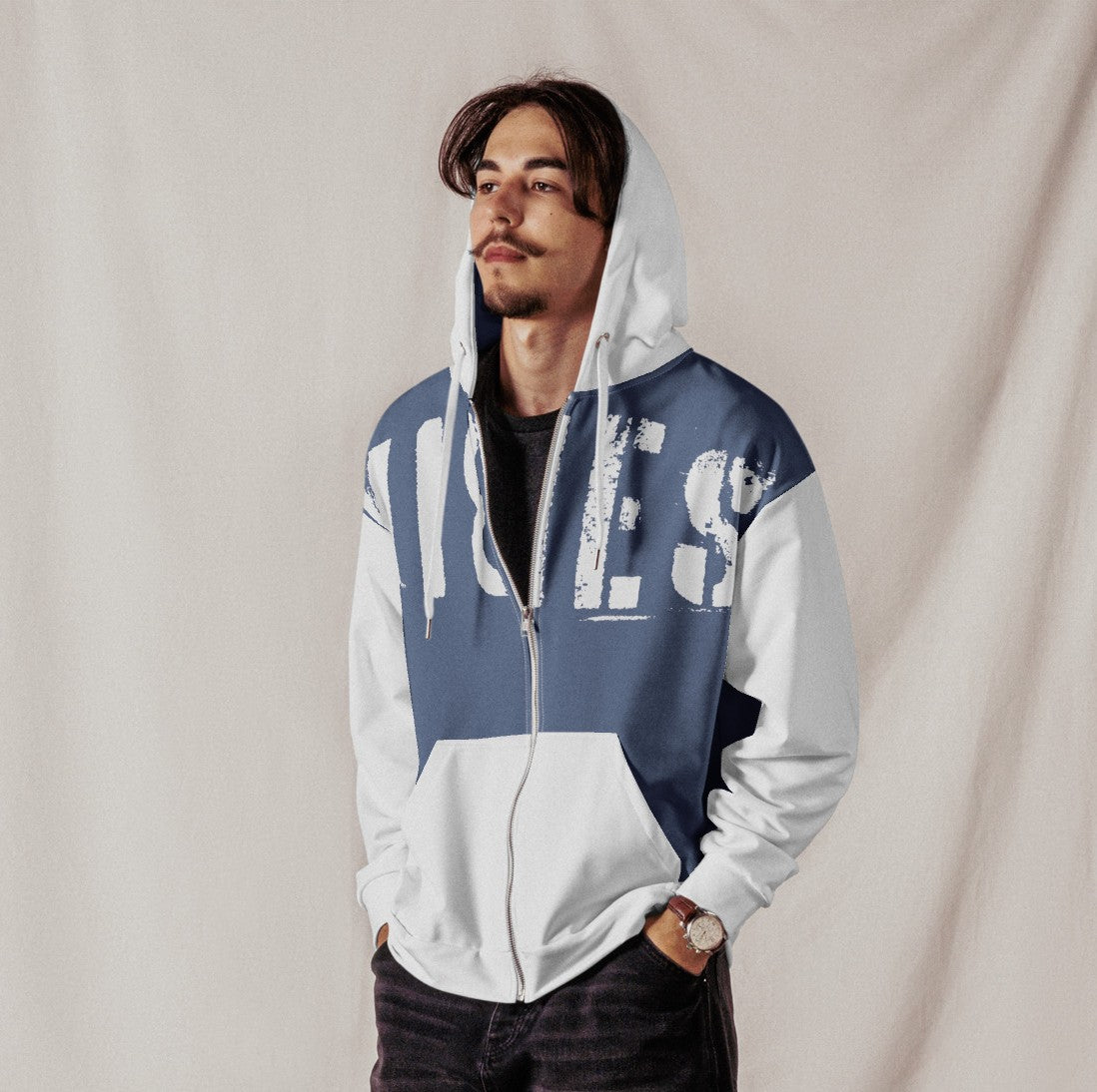 TOV Zip-Hoodie | VIBES II (Mittelblau/Weiß) * Unisex - Time Of Vibes