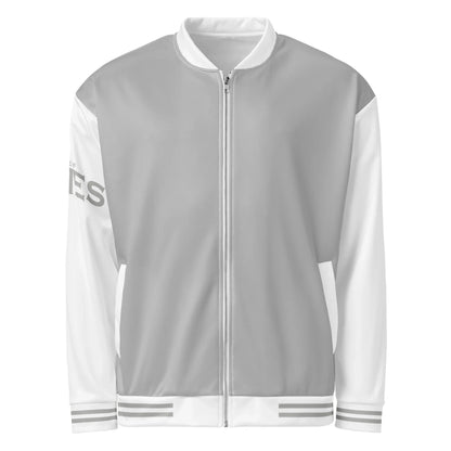 CREWILD Collegejacke für Unisex in Silbergrau und Weiß mit Reißverschluss