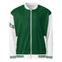 Grün-weiße CREWILD Collegejacke für Unisex mit Reißverschluss und weißen Ärmeln.