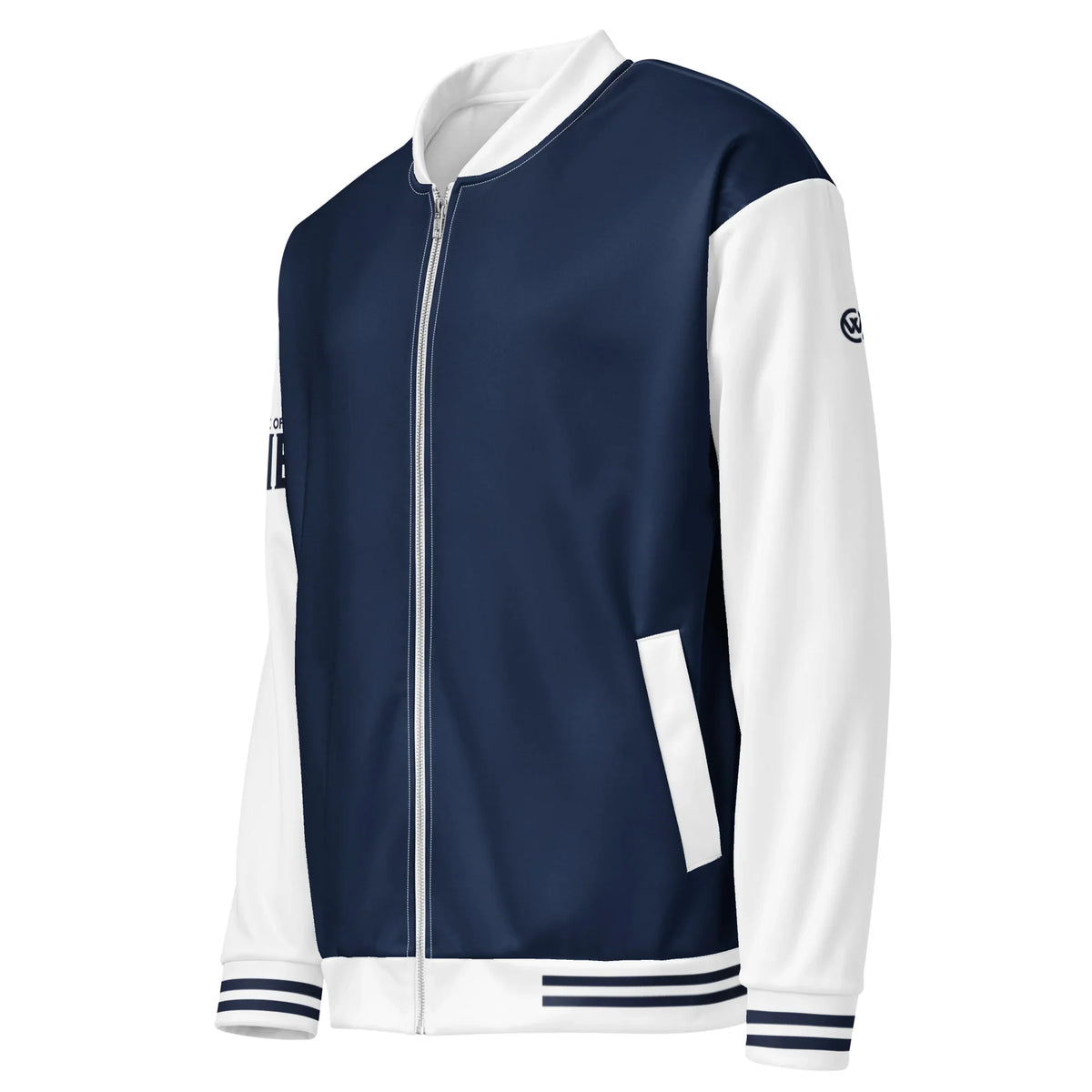 CREWILD Collegejacke in Blau und Weiß für Unisex, sportliches Design mit Reißverschluss