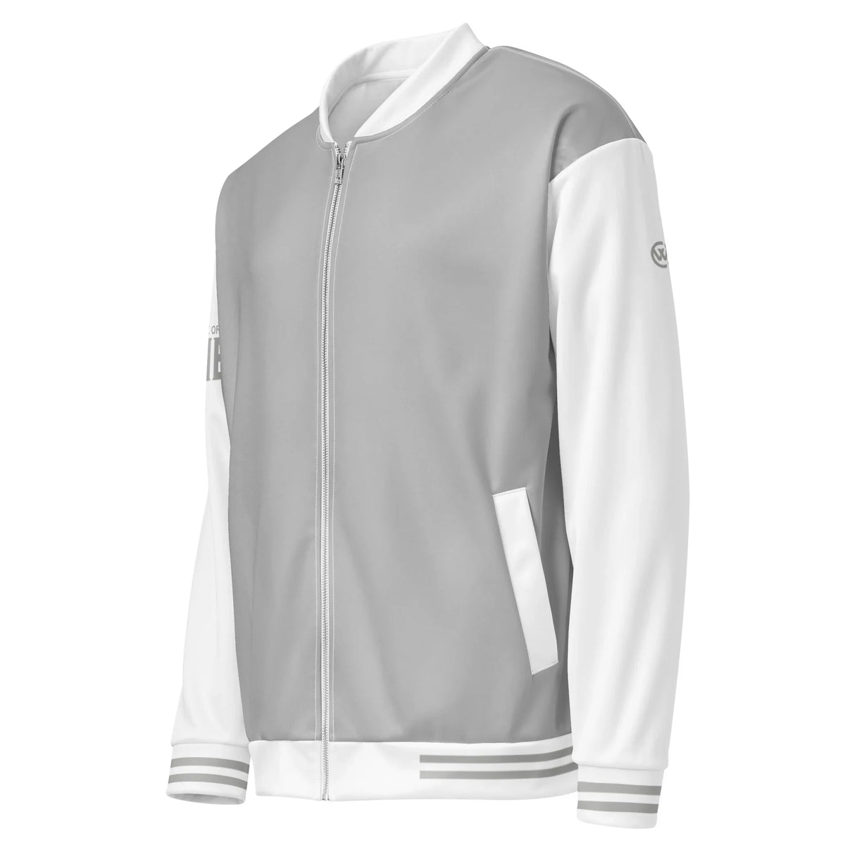 CREWILD Collegejacke für Unisex in Silbergrau und Weiß mit Reißverschluss