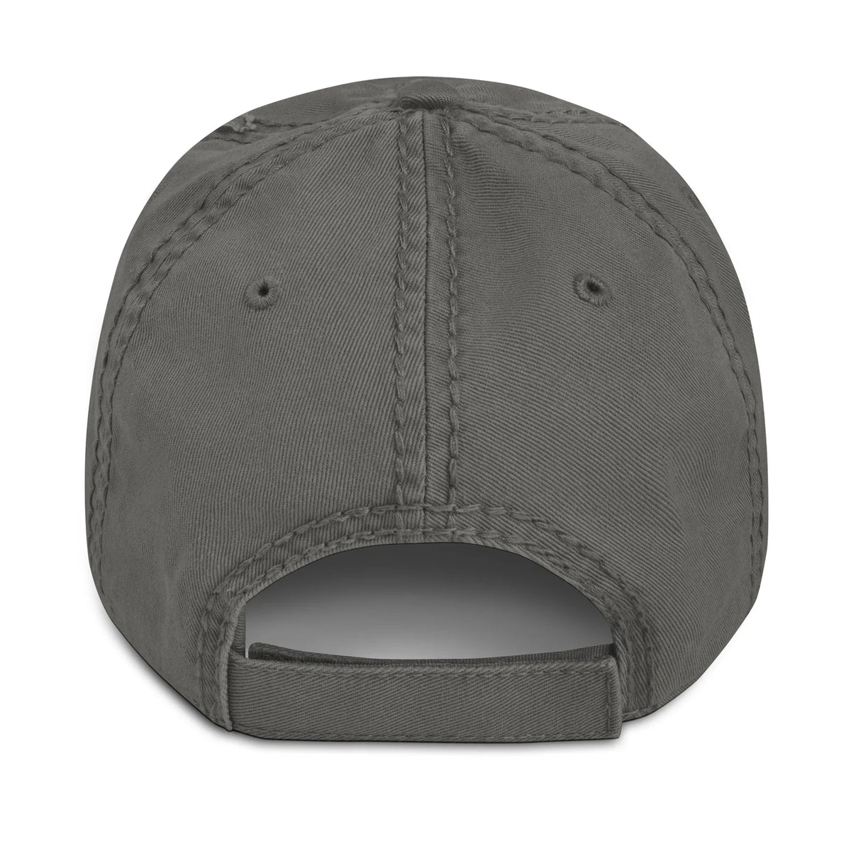 Rückansicht der grauen CREWILD Baseball Cap im Used-Look mit verstellbarem Riemen