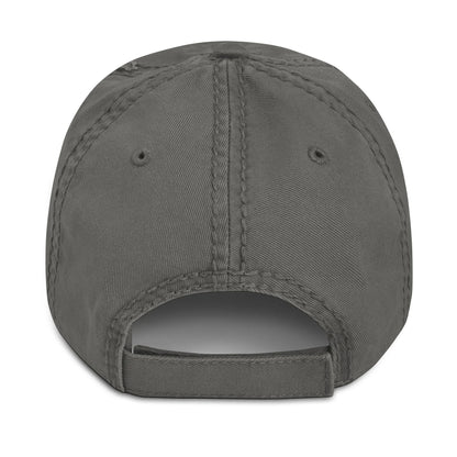 Rückansicht der grauen CREWILD Baseball Cap im Used-Look mit verstellbarem Riemen
