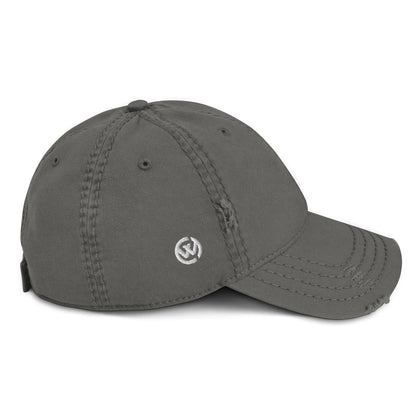 Graue CREWILD Baseball Cap im Used-Look mit weißem Logo-Stick