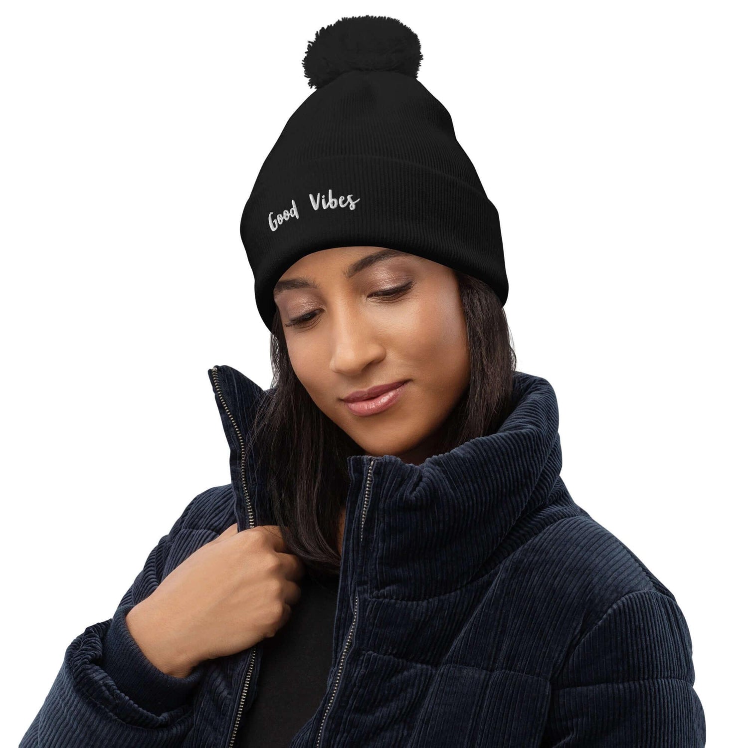 VIBES Bommel-Beanie Unisex | GOOD (Schwarz) - Time Of Vibes
