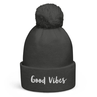 Schwarze CREWILD Bommel-Beanie mit weißem &