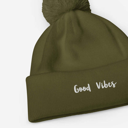 VIBES Bommel-Beanie Unisex | GOOD (Grün) - Time Of Vibes