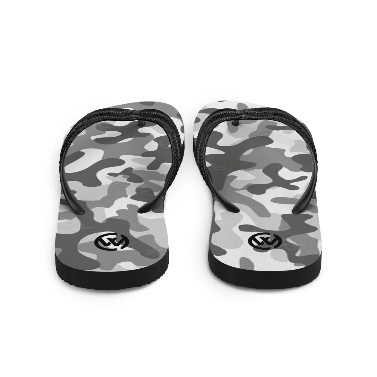CREWILD Flip-Flops in grauem Camouflage-Muster mit schwarzen Riemen