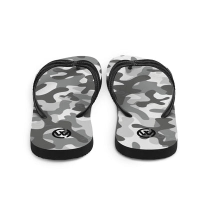 CREWILD Flip-Flops in grauem Camouflage-Muster mit schwarzen Riemen