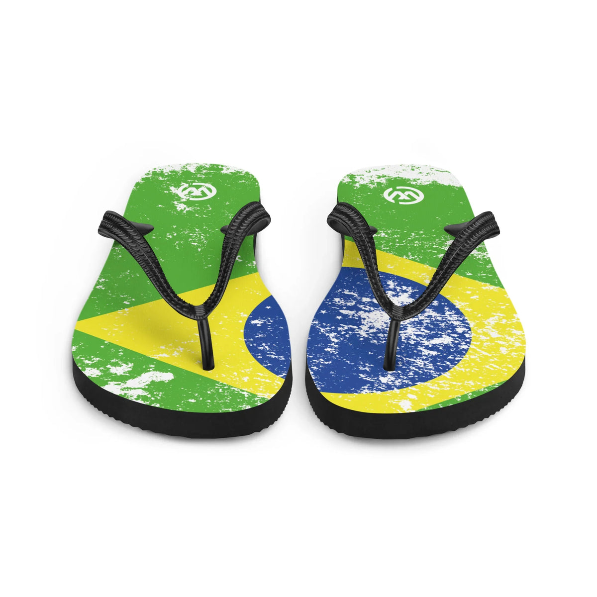 CREWILD Flip-Flops mit dem Design der brasilianischen Flagge im Vintage-Look