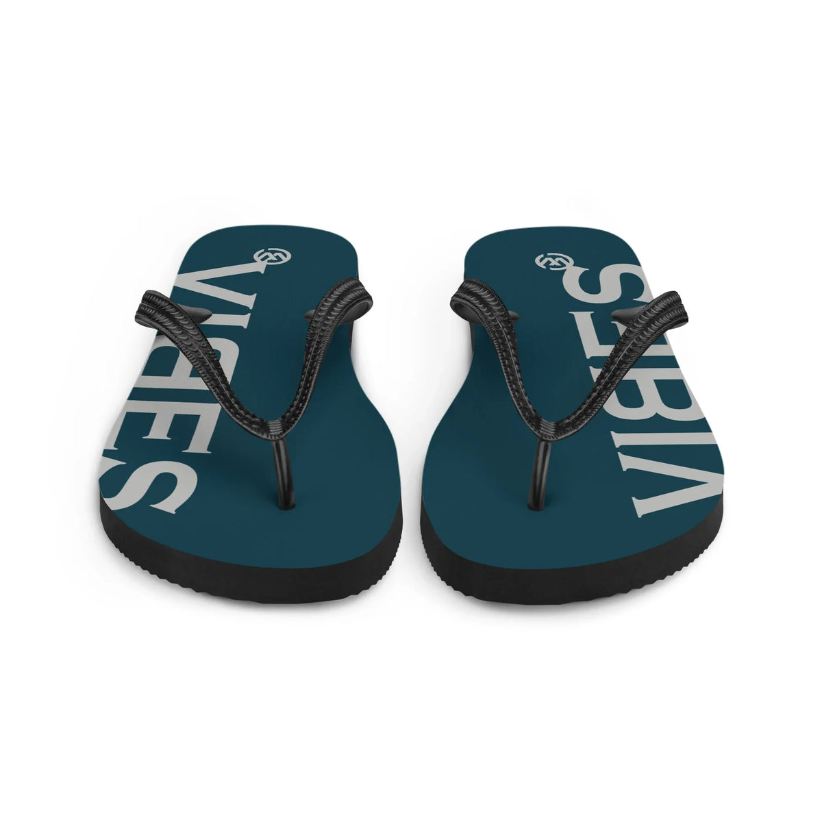 Blaue CREWILD Flip-Flops mit silbernem VIBES-Schriftzug
