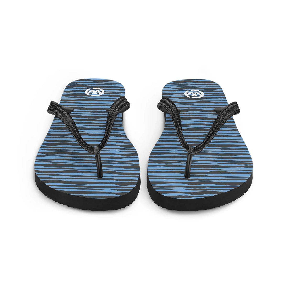 CREWILD Flip-Flops in Blau und Schwarz mit Wellenmuster und Logo