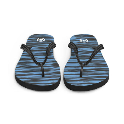 CREWILD Flip-Flops in Blau und Schwarz mit Wellenmuster und Logo