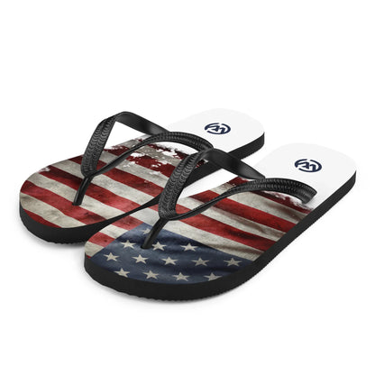 CREWILD Flip-Flops mit vintage US-Flaggen-Design in Rot, Weiß und Blau.
