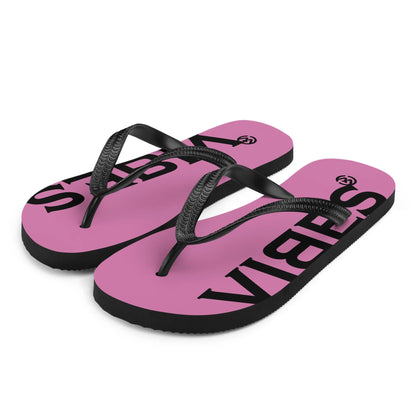 Rosa CREWILD Flip-Flops mit schwarzem Riemen und schwarzem VIBES-Schriftzug