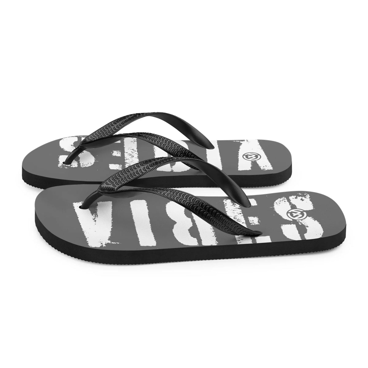 Graue CREWILD Flip-Flops mit weißem VIBES-Schriftzug
