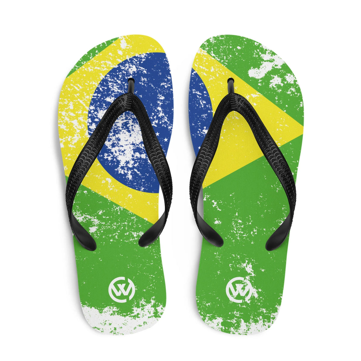 CREWILD Flip-Flops mit Brasilien-Flagge im Vintage-Look