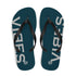 Blau-silberne CREWILD Flip-Flops mit VIBES-Schriftzug auf der Sohle.
