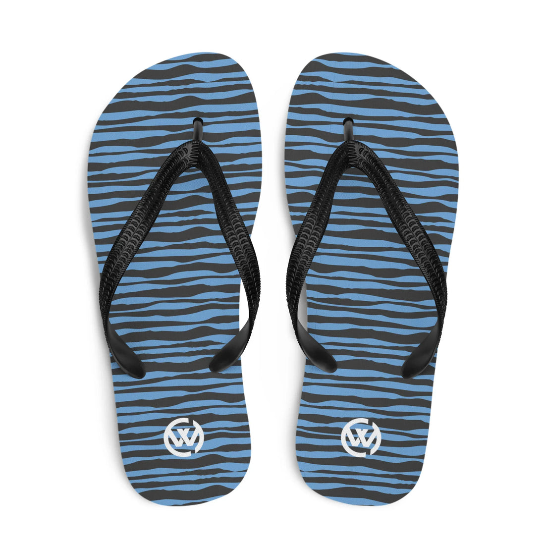 CREWILD Flip-Flops im Wellen-Design in Blau und Schwarz mit Markensymbol