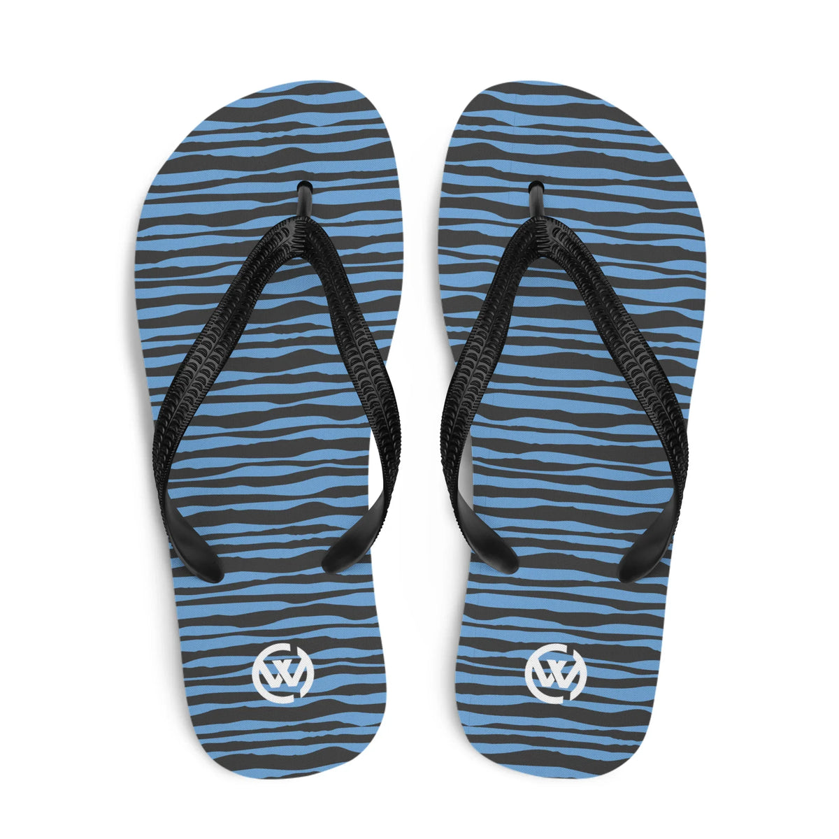 CREWILD Flip-Flops im Wellen-Design in Blau und Schwarz mit Markensymbol