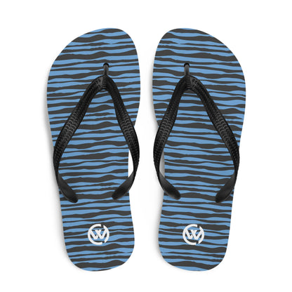 CREWILD Flip-Flops im Wellen-Design in Blau und Schwarz mit Markensymbol