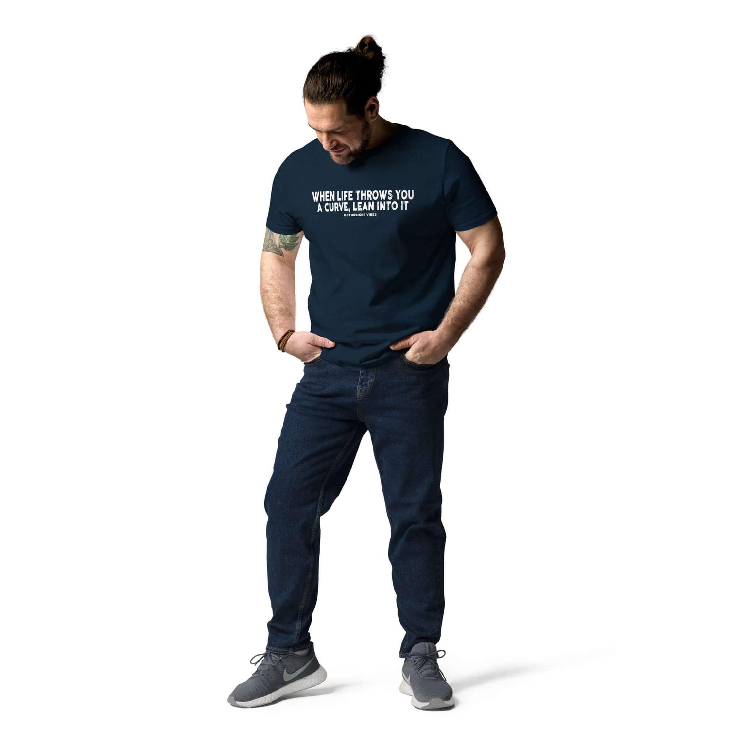 VIBES Bio-Baumwoll T-Shirt Herren | CURVE (Dunkelblau) - Time Of Vibes