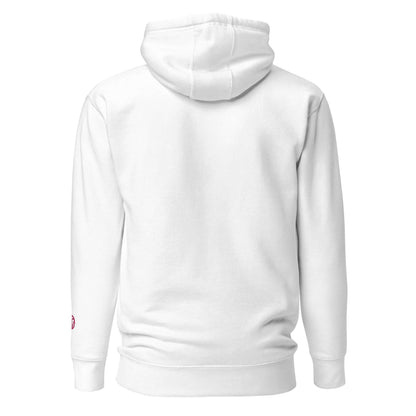 Unisex Premium Hoodie Weiß Rückansicht, Kapuze, schlichter Pullover, Baumwolle