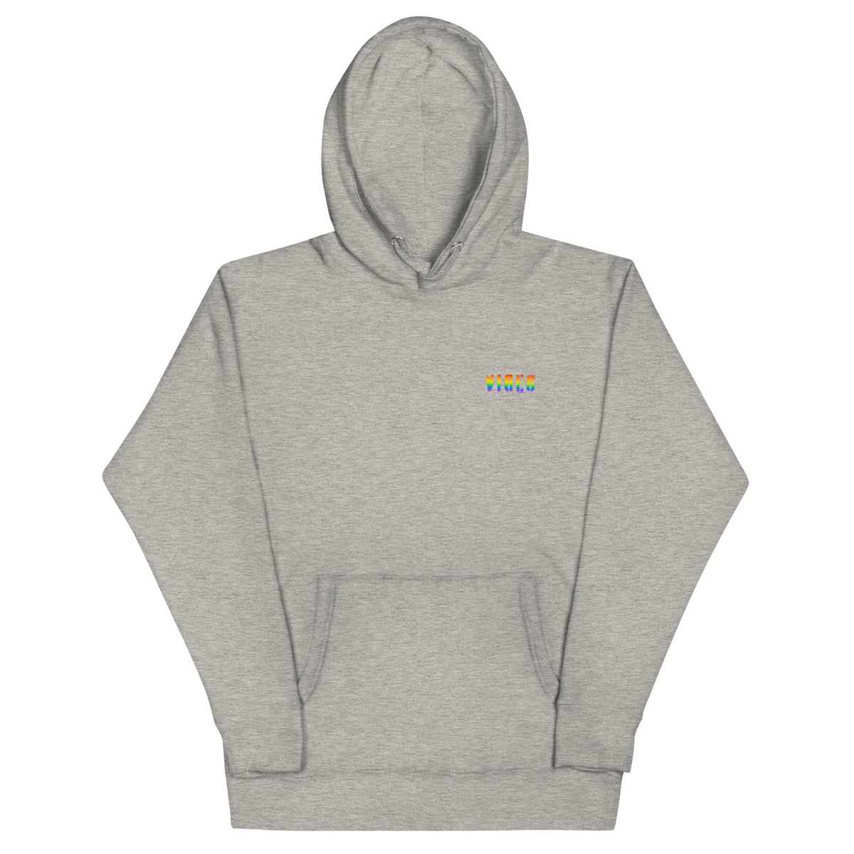Grauer CREWILD Hoodie von Time Of Vibes mit buntem LGBTQ Good-Vibes Stick auf der Brust