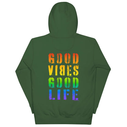 Dunkelgrüner CREWILD Hoodie von Time Of Vibes mit regenbogenfarbenem &