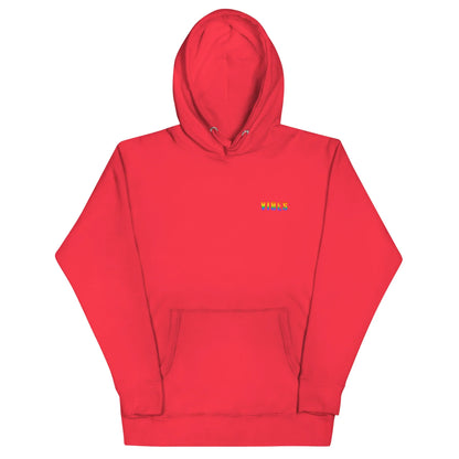 Roter CREWILD Hoodie von Time Of Vibes mit LGBTQ Regenbogen-Schriftzug auf der Brust