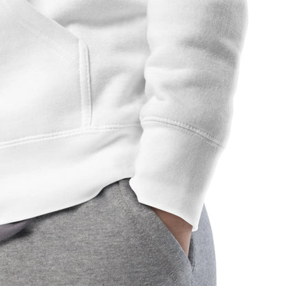 Nahaufnahme eines weißen Hoodies und grauer Jogginghose