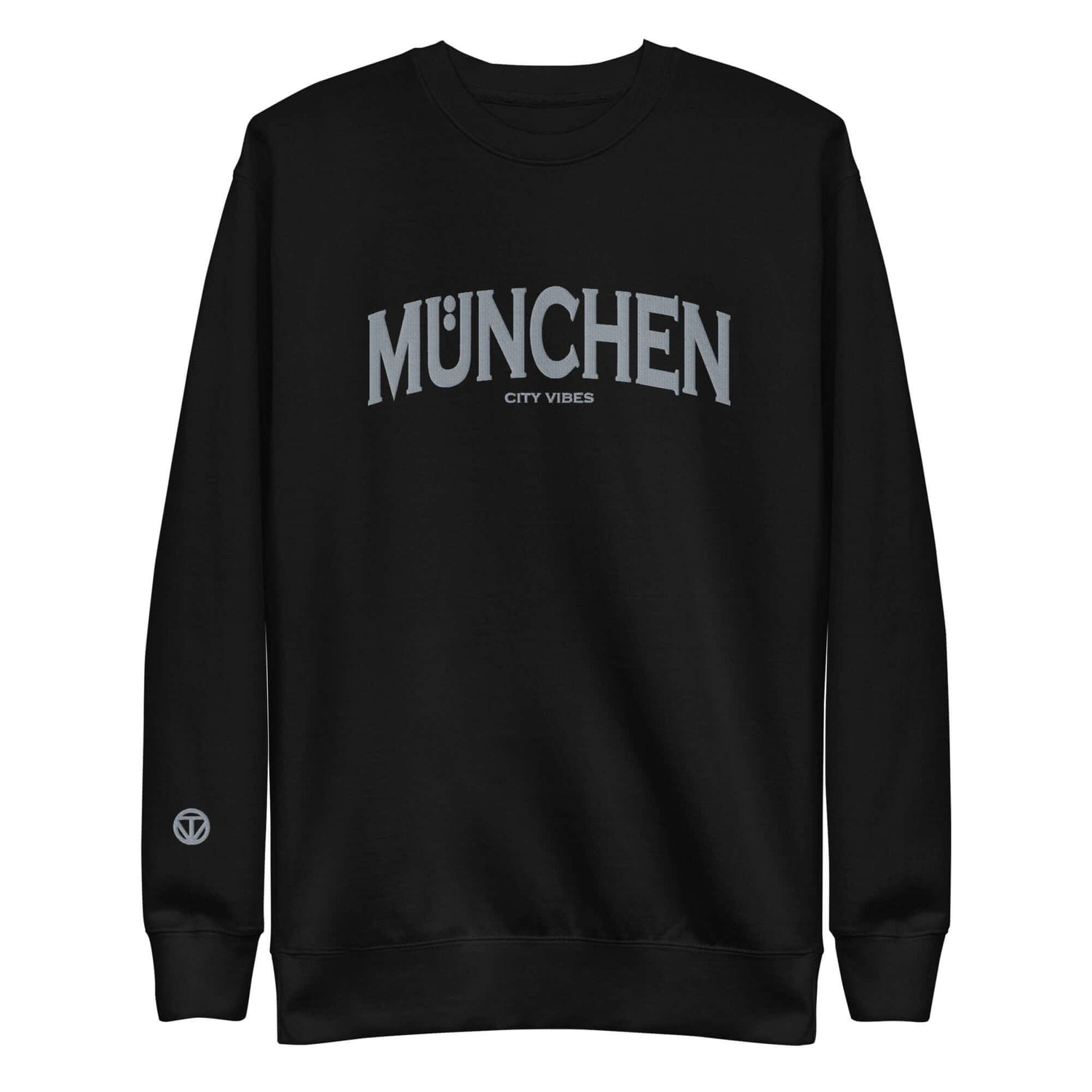Schwarzer Unisex Sweatshirt mit München City Vibes Schriftzug, Streetwear