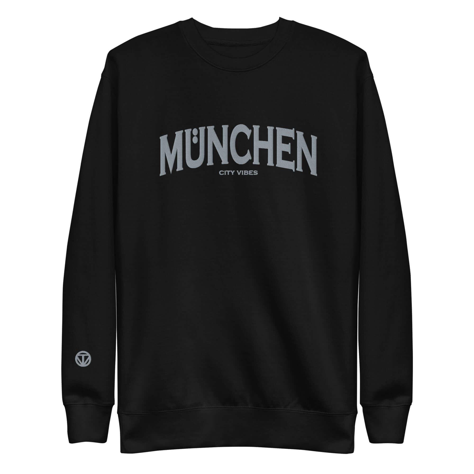 Schwarzer Unisex Sweatshirt mit München City Vibes Schriftzug, Streetwear
