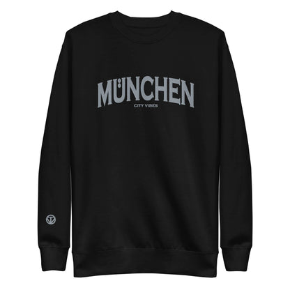 Schwarzer Unisex Sweatshirt mit München City Vibes Schriftzug, Streetwear