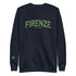 Unisex navy Sweatshirt mit grünem Firenze City Vibes Print auf der Vorderseite.